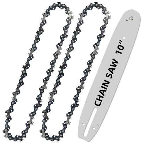 3Pcs 10 Inch Chainsaw Chains and Guide Bar, Replacement Chain for WORX WG309,10'' Chain for Sun Joe SWJ803E SWJ807E - 3/8'' .050'' 40 Drive Links (2 Chain+1 bar?