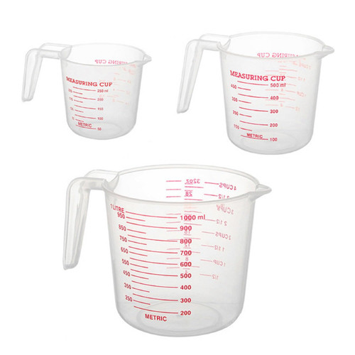 Bafnsiji 3 Pcs Measuring Jugs, Measuring Cup Jugs, Plastic Measuring Cup, Plastic Measuring Jug Baker Set, Plastic Measuring Jug with Handle for Baking Cooking