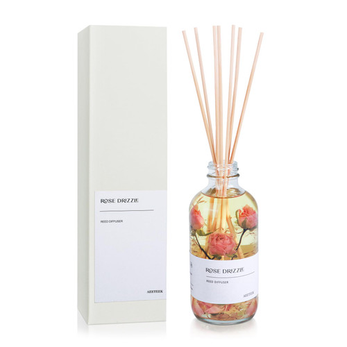 Aeeteek Reed Diffuser Set, Sandalwood Rose Essential Oil, 7.4fl oz(220ml) Flower Aroma Home Fragrance with 7 Rattan Sticks, Diffuser Oils Scents for Bathroom Bedroom Office Shelf Large Room Decor