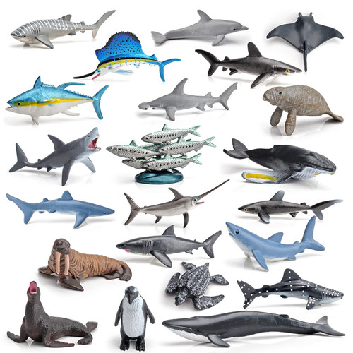 Sea Animal Model Ocean Creatures Playsets 22 PCS Mini Shark Whale Tuna Swordfish Sailfish Sardine Dolphin Manatee Sea Lion Walrus Action Figure Toys Party Gifts for Boys Girls Kids Sea Animal Model Ocean Creatures Playsets 22 PCS Mini Shark Whale Tuna Swordfish Sailfish Sardine Dolphin Manatee Sea Lion Walrus Action Figure Toys Party Gifts for Boys Girls Kids