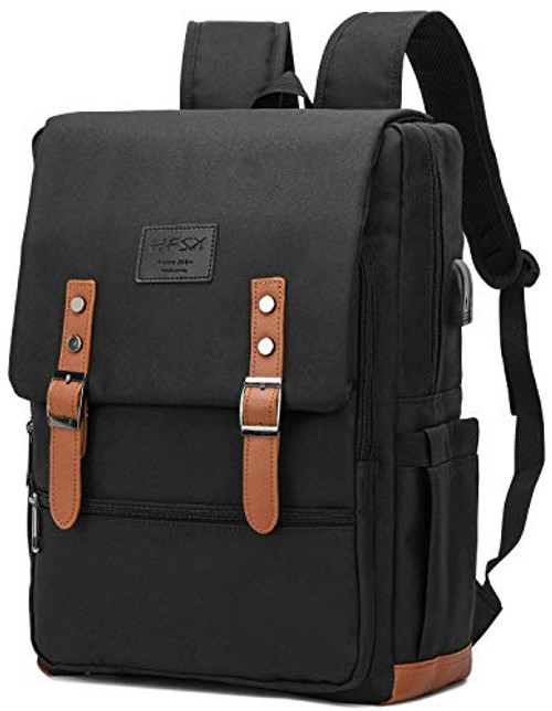 HFSX Vintage Laptop Backpack for Women Men School College Bookbag Anti-Theft Backpack with USB Charging Port Fashion Backpack Fits 15.6 inch Notebook Black HFSX Vintage Laptop Backpack for Women Men School College Bookbag Anti-Theft Backpack with USB Charging Port Fashion Backpack Fits 15.6 inch Notebook Black