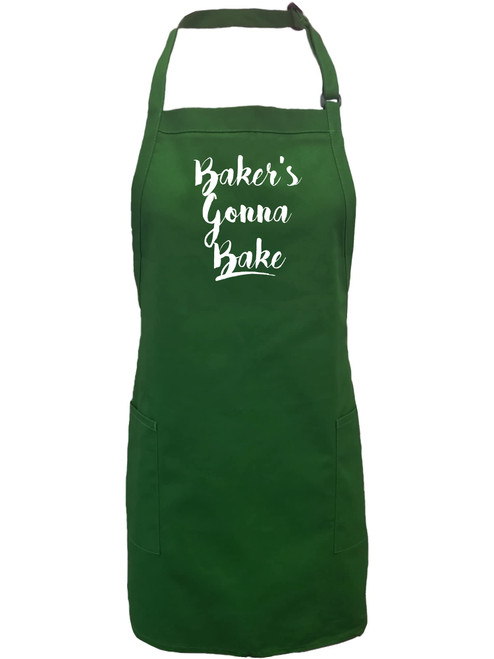 zerogravitee Bakers Gonna Bake Apron with 2 patch pockets in Hunter Green - One Size