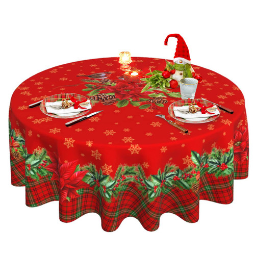 Oaxscug Christmas Red Round Tablecloth 70 Inch, Winter Snowflake Floral Table Cloth for Xmas Farmhouse Kitchen Decor, Wipeable Polyester Fabric Table Cover for Holiday Party Oaxscug Christmas Red Round Tablecloth 70 Inch, Winter Snowflake Floral Table Cloth for Xmas Farmhouse Kitchen Decor, Wipeable Polyester Fabric Table Cover for Holiday Party