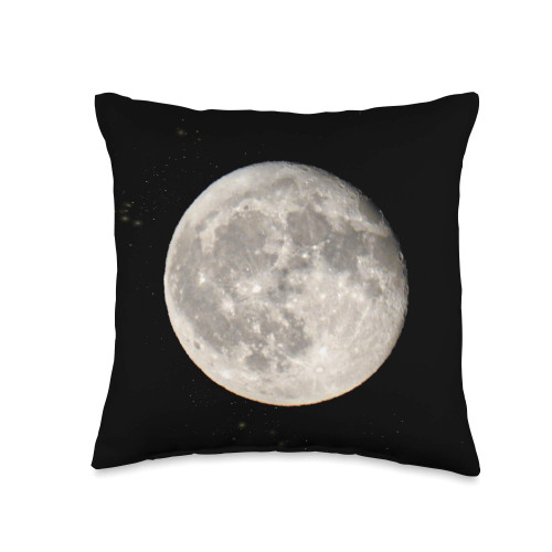 Moon stars galaxy space planets gift Full Night Sky The Moon Throw Pillow, 16x16, Multicolor