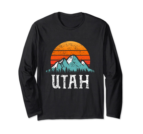 Vintage Utah Accessories Distressed 80s Mountains Retro Utah Long Sleeve T-Shirt