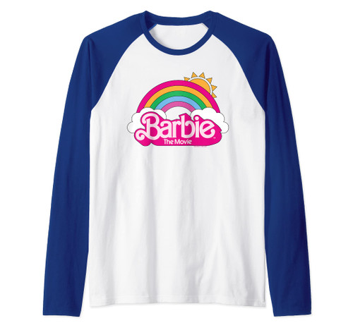 Barbie The Movie - Rainbow Logo Raglan Baseball Tee