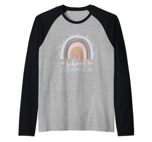 School Counselor Funny Rainbow Leopard Print Counselor Raglan Baseball Tee