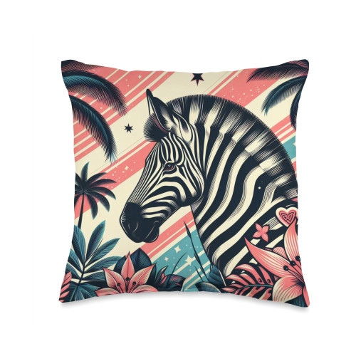 Zebra Stripe Vintage Stripes Pattern Animal Art Throw Pillow