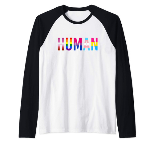 HUMAN LGBT Flag Gay Pride Month Transgender Rainbow Lesbian Raglan Baseball Tee
