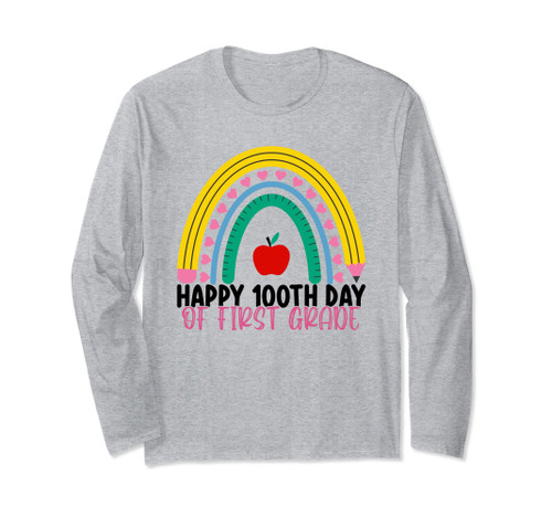 First Grade Teacher 100th Day Of 1st Grade Teacher Rainbow Long Sleeve T-Shirt First Grade Teacher 100th Day Of 1st Grade Teacher Rainbow Long Sleeve T-Shirt