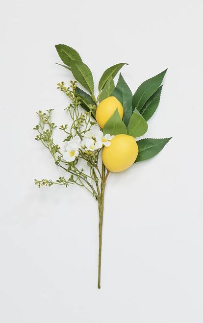 Worth Imports 16" Lemon, Green Leaves and White Flowers, Set of 3 Spray, Multicolor