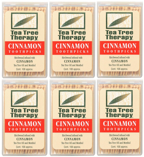 Tea Tree Therapy Cinnamon Toothpicks (6x100 CT) - Pack of 6