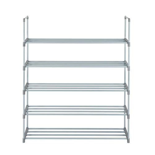 Cffuvros 5 Tiers Shoe Rack, Shoe Tower Shelf Storage Organizer Durable Holds, Stackable Shoe Tower Space Saving Shoe Shelf for Bedroom Entryway Hallway and Closet, Gray