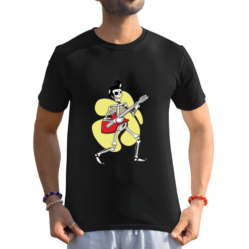 Gift for Musicians Skeleton Guitar Player Gift for Music Lovers Men Women Black Multicolor T shirt