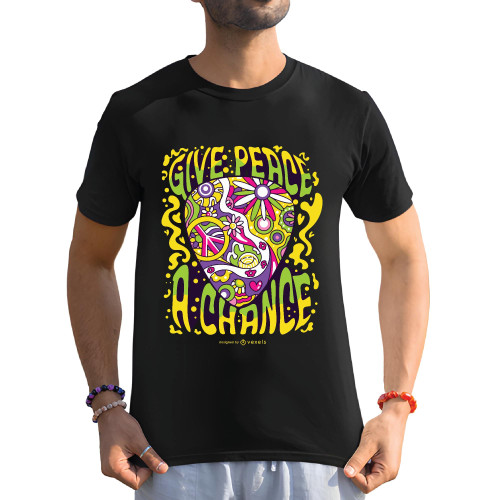 Gift for Music Lovers Hippie Guitar Pick for Guitarists and Music Fans Men Women Black Multicolor T shirt