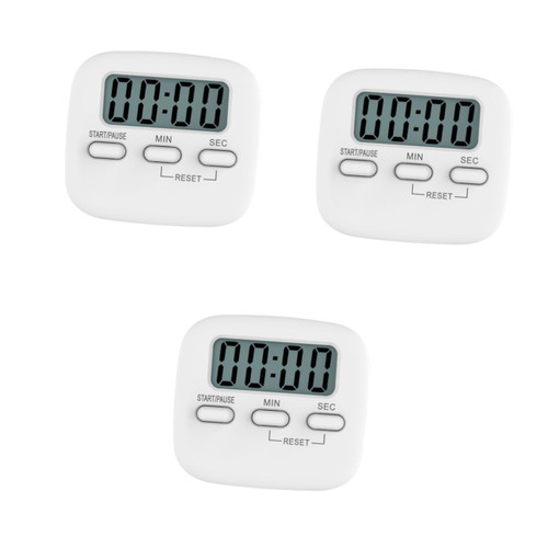 DECHOUS 6 Pcs Office Timer Alarm-Clock Alarm Clock Kitchen Timer Large LCD Timer Desk Timer Count Down Timer Kitchen Sink Mats Stopwatches Clock for Office Student Digital White Reminder