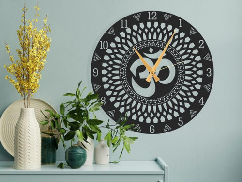 Jobid Venture Spiritual Wooden Wall Clock - OM Design for Living Room & Bedroom