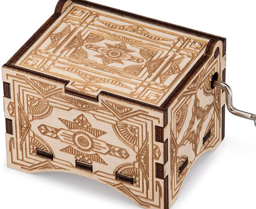 TheLaser'sEdge, Personalizable Vintage Music Box, Laser Engraved Wood (Personalized, Moon River)