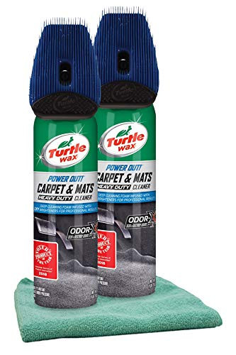 Turtle Wax Power Out! Carpet & Mats Cleaner (18 oz.)(Pack of 2) Bundle with Microfiber Cloth (3 Items)