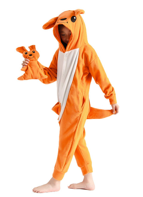 Unisex Kangaroo Animal Costume, Kids Animals Onesie Pajamas?Halloween Cosplay Costume Boys & Girls(8-10 Years)