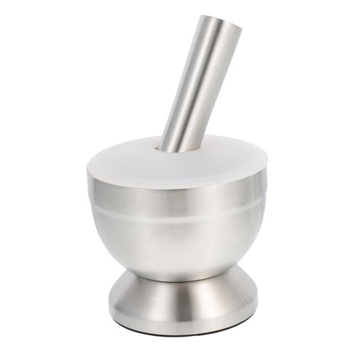 Zerodeko 1 Set Pound Jar Kitchen Gadget Metal Garlic Masher Garlic Crush Pot Garlic Grinding Tool Pestle Muddler Garlic Mashing Mortar Garlic Presser Stainless Steel Large Grinder