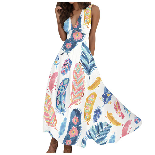 Cnebo Boho Dresses for Women 2024 Women Summer Sexy Deep V Neck Formal Sleeveless Long Dress Gradient Zipper Swing Dresses Sexy Evening Dresses (Blue, XL) Cnebo Boho Dresses for Women 2024 Women Summer Sexy Deep V Neck Formal Sleeveless Long Dress Gradient Zipper Swing Dresses Sexy Evening Dresses (Blue, XL)