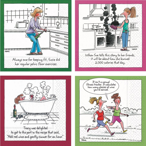 Funny Cocktail Napkin - 40 Count Box Set Humorous Cocktail Napkins Comic Bar Napkin Funny 40 Total