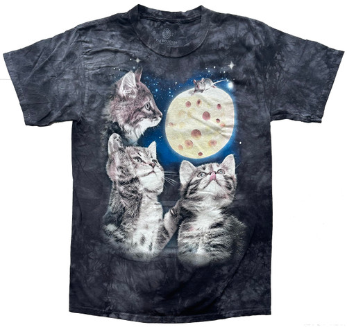 The Mountain Men's Three Kitten Cheese Moon T-Shirt, Black, Medium
