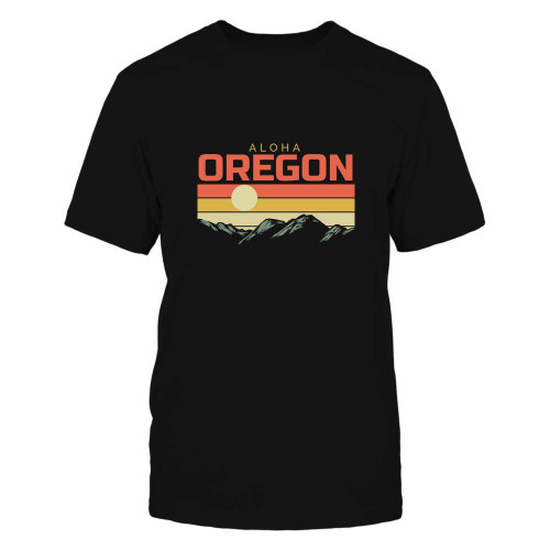 Oregon Vintage Aloha Mountain Sunset Retro Home State Hiking Souvenir Gift Black