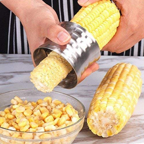 LucaSng Corn Stripping Tool, Stainless Steel Corn Stripper Peeler, Slicer, Cutter, Corn Zipper Serrated Blade Kitchen Tool