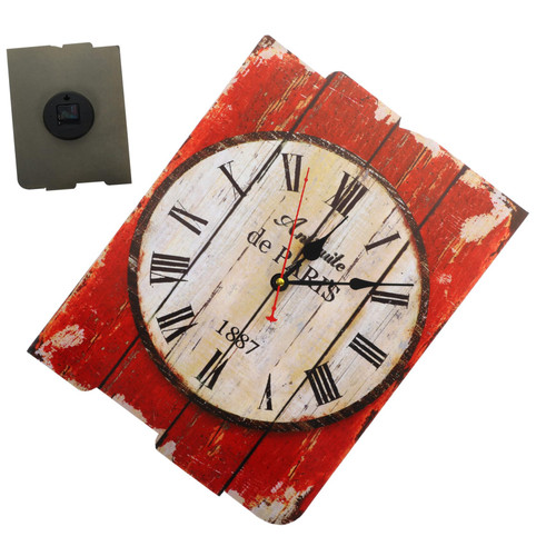 BESTOYARD Rustic Decor European Retro Wall Clock Rustic Wall Clock Retro Decor Unique Rustic Clock Numbers Digital Clocks Wall Clock Digital Vintage Wall Clock Wooden Wall Sticker Square