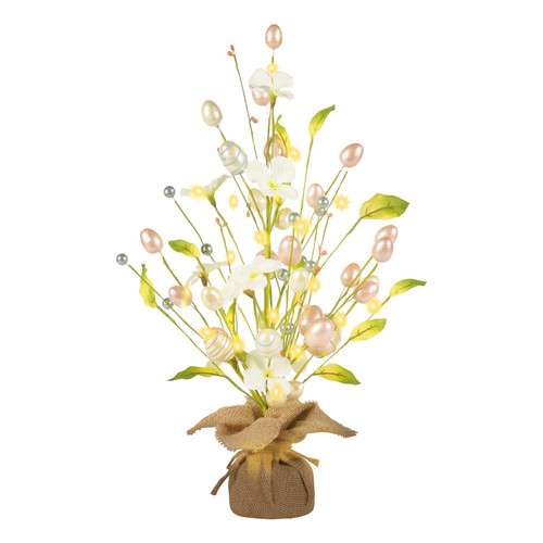 RoseCraft Easter Decorations, 18 Inch Easter Artificial Egg Tree Tabletop Decor with Delicate Ornaments, for Home Party Wedding Holiday Spring Summer Decoration - Gifts, Pink/White.