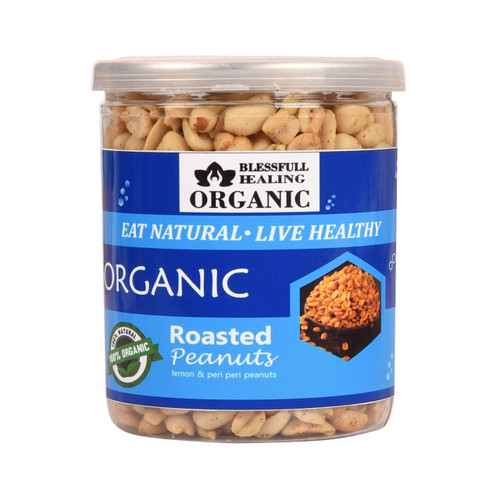 Blessfull Healing Organic Natural, Vegan Lemon & Peri Peri Roasted Peanuts Crunchy Healthy Snacks 250 Gram