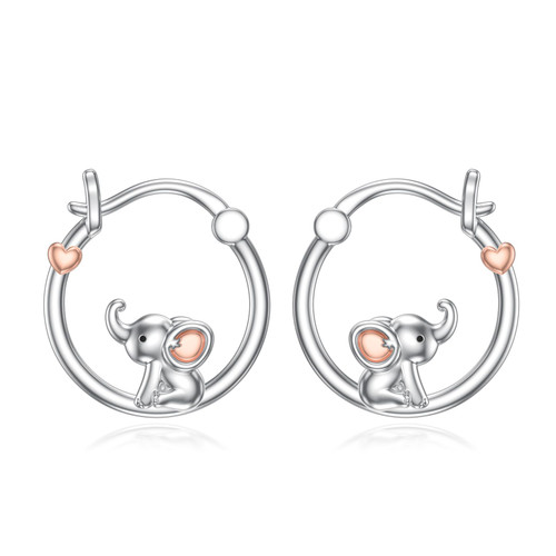 Elephant Earrings Sterling Silver Elephant Hoop Huggie Dangle Drop Earrings Animal Jewelry Gifts for Women Girls