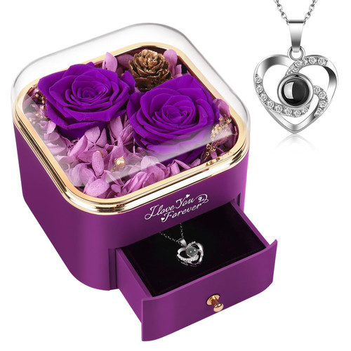 DEEMEI Preserved Flower Rose Gifts Birthday Gifts for Women Mothers Day Rose Gifts for Mom from Daughter Eternal Flowers Rose Gifts for Her Mom Gifts Purple Real Rose Gifts for Grandma DEEMEI Preserved Flower Rose Gifts Birthday Gifts for Women Mothers Day Rose Gifts for Mom from Daughter Eternal Flowers Rose Gifts for Her Mom Gifts Purple Real Rose Gifts for Grandma