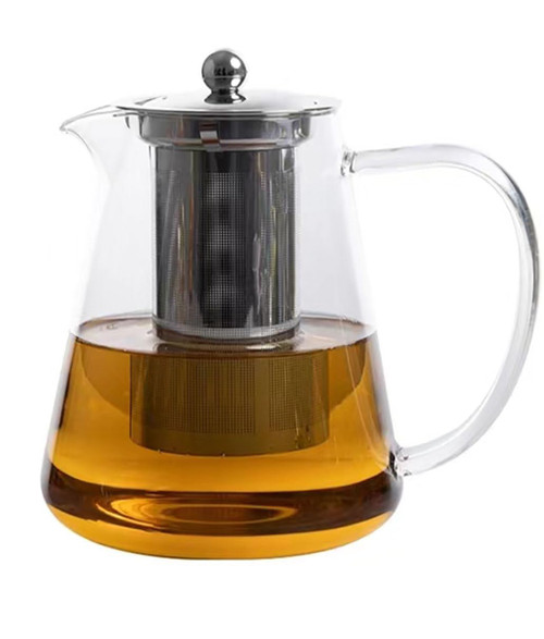 JIABO ?43oz|1300ml? Glass Teapot With Removable Stainless Steel Infuser, Stovetop Safe Tea kettle, Blooming and Loose Leaf Tea Maker Set
