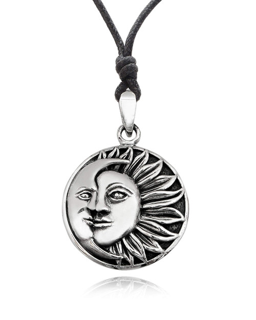 Vietguild Handmade New Sun Moon Yin Yang 92.5 Sterling Silver Charm Necklace Pendant Jewelry with Cotton Cord Vietguild Handmade New Sun Moon Yin Yang 92.5 Sterling Silver Charm Necklace Pendant Jewelry with Cotton Cord