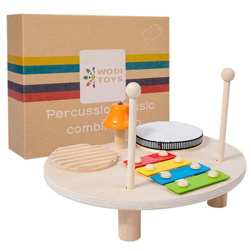 WODI Kids Drum Set, Baby Musical Instruments Toys for Toddlers, 4 in 1 Wooden Xylophone Toddler Drum Set Percussion Instruments Musical Toys Birthday Gifts for Children Boys and Girls