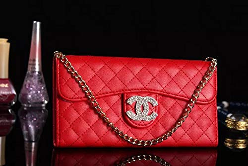 Luxury Elegant iPhone 8 Case, iPhone 7 Case, Red Vintage Monogram Wallet Case with Lanyard TPU & Leather Case for iPhone 8 / iPhone 7 (Fast Delivery)