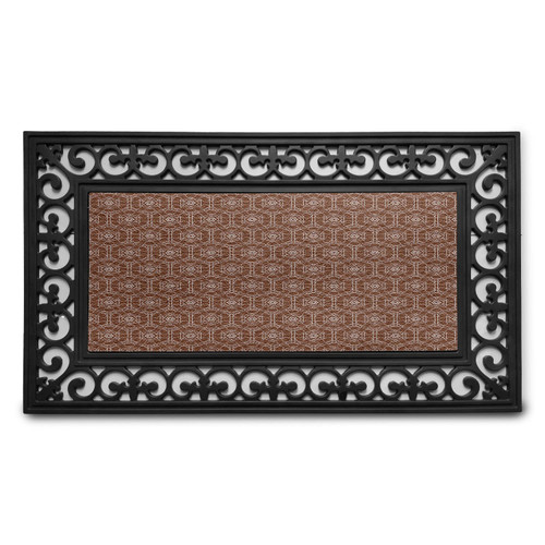 Ambesonne Bohemian Doormat, Earth Tones Inspired Mosaic Motif with Hexagonal Ottoman Classic Art, Rectangle Entryway Welcome Mat for Front Door & Backyard, 17.3" x 29.3", Redwood White