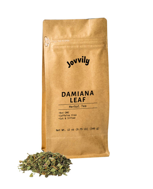 Jovvily Damiana Leaf - 12 oz - Cut & Sifted - Herbal Tea - Caffeine Free - Non-GMO Jovvily Damiana Leaf - 12 oz - Cut & Sifted - Herbal Tea - Caffeine Free - Non-GMO