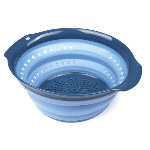 Collapsible Colander, Silicone Food Strainer with Plastic Handles, Vegetable and Fruit Can Foldable Strainer Colander Dishwasher (Blue)