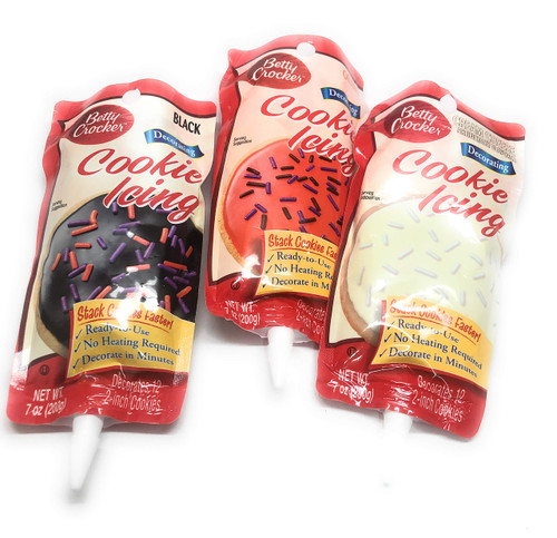 Betty Crocker Variety Pack Halloween Black, Orange, White Cream Cheese Cookie Icing 7 oz Each