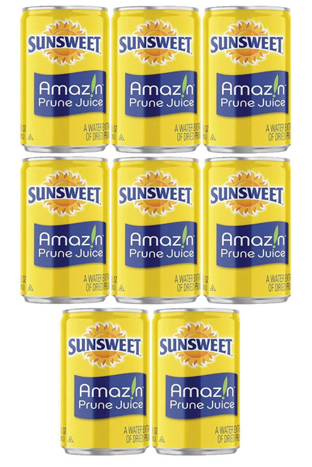 Sunsweet Prune Juice - Smiling Sweets - Pack of 8 Cans - 7.5 oz Cans - Amazin Prune Juice - Excellent Source of Fiber - Keep Your Digestive System in Balance