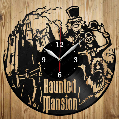 Haunted Mansion Vinyl Clock Art Decor Home Wall Clock Black Original Gift Unique Design