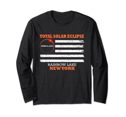 Rainbow Lake New York Total Solar Eclipse 2024 Long Sleeve T-Shirt