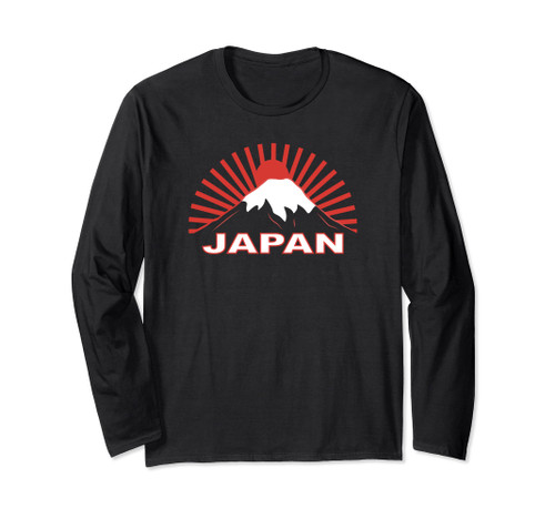 Japan Mountain and Rising Sun Japanese Pride Long Sleeve T-Shirt