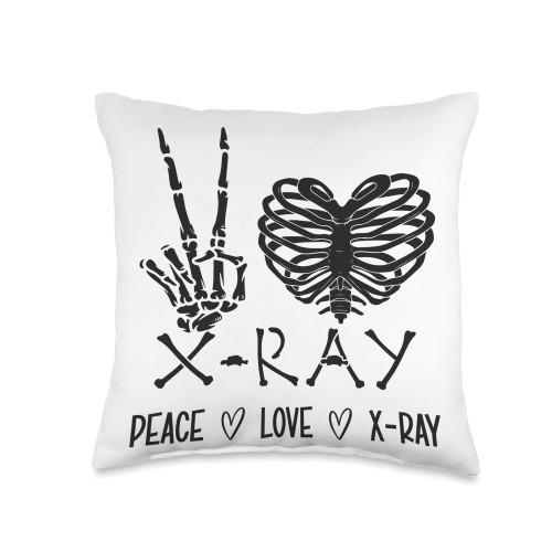 Radiology Tech Week For Rad Tech Peace Love X-Ray Rad Radiology Technologist Throw Pillow, 16x16, Multicolor