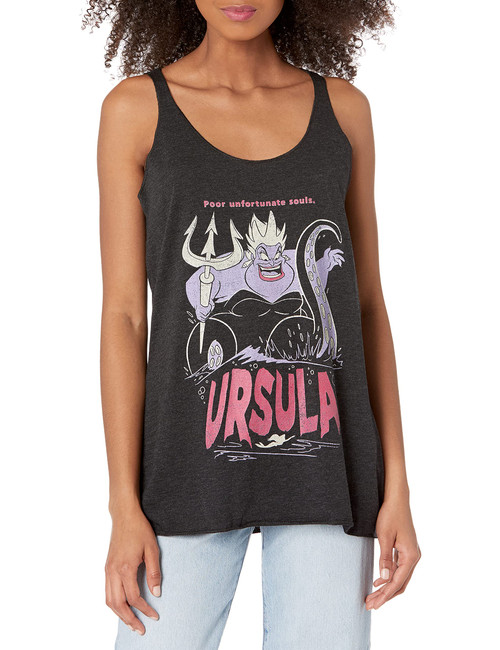 Disney Junior's Princess The Sea Witch Tri-Blend Racerback Layering Tank, Black Heather, X-Large