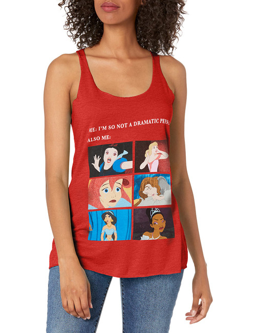 Disney Junior's Princess Drama Meme Tri-Blend Racerback Layering Tank, Red Heather, Medium
